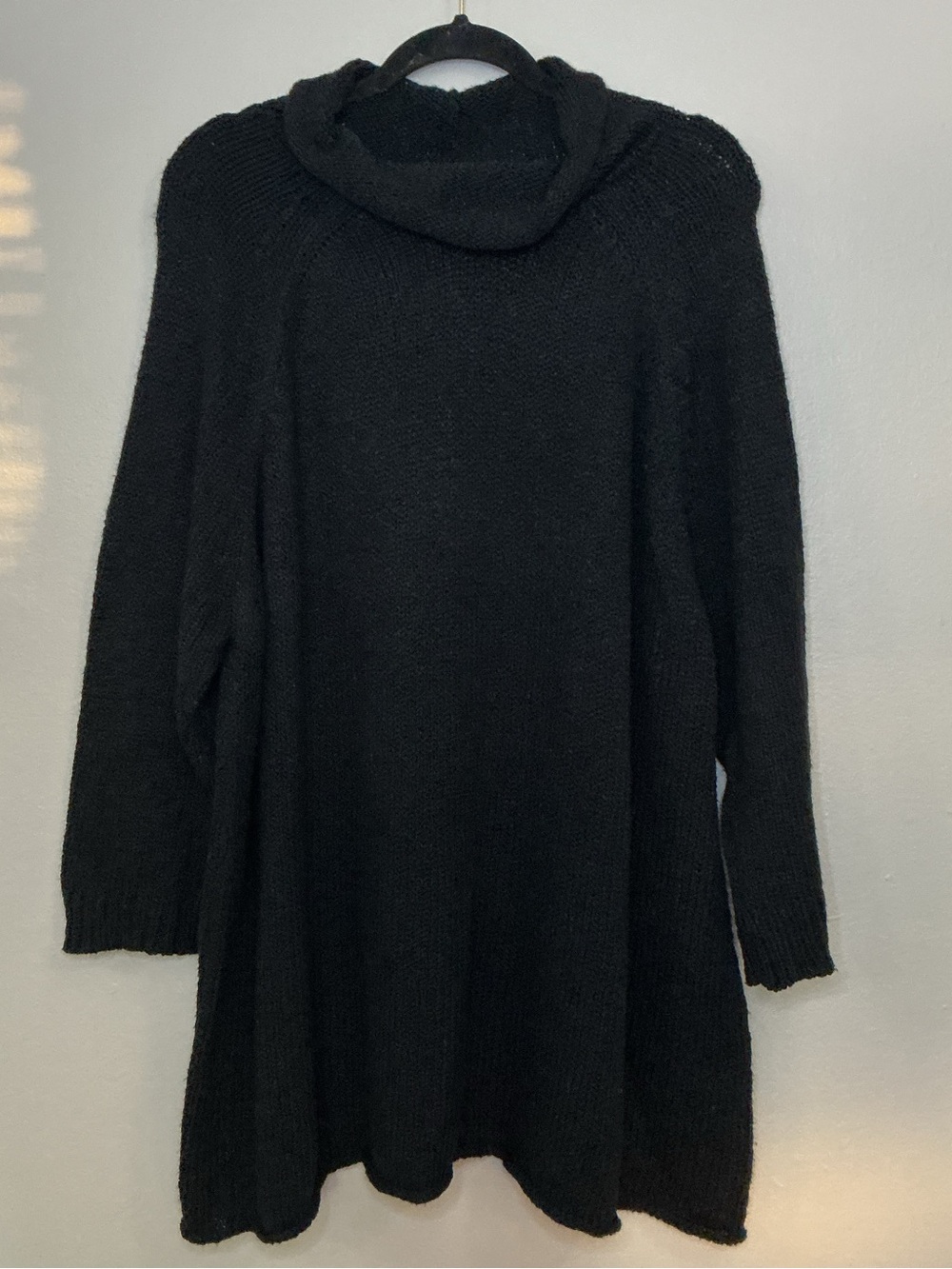 Eileen Fisher Cotton Velour Black Cowl Neck Wool Blend Sweater Size 3X